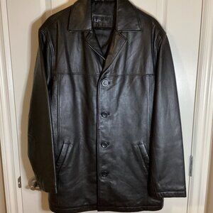 LP Uomo Collection Men's Black Leather Jacket Coat Soft Fully Lined Pockets